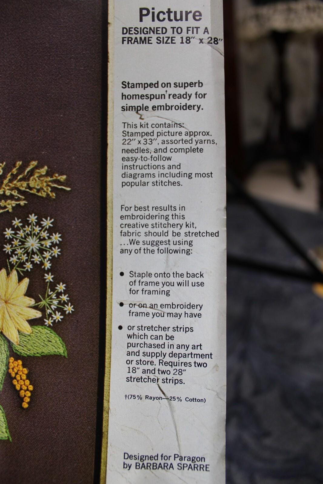 GOLDENROD Crewel Embroidery Kit Boho Hippie Floral Vintage Paragon Stitchery 0411