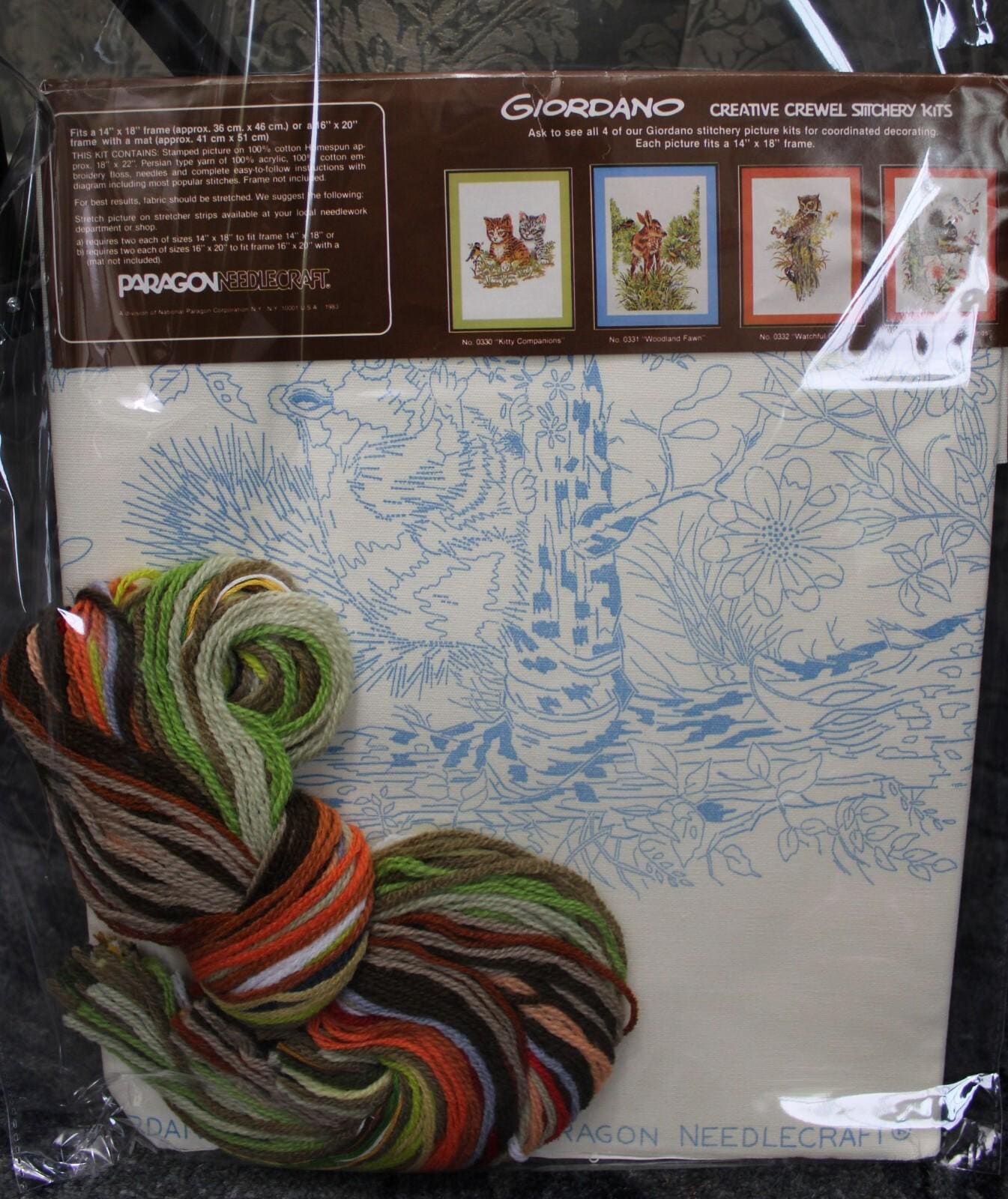 SQUIRREL and FRIENDS Vintage Crewel Embroidery Kit Paragon Stitchery 0333 Giordano
