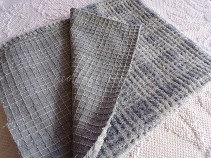 Cozy Chenille Fabric in Moody Storm Grey Plaid, Vintage Style 20" x 25" inch Piece, great for quilt fabric, crafts, stuffed toys