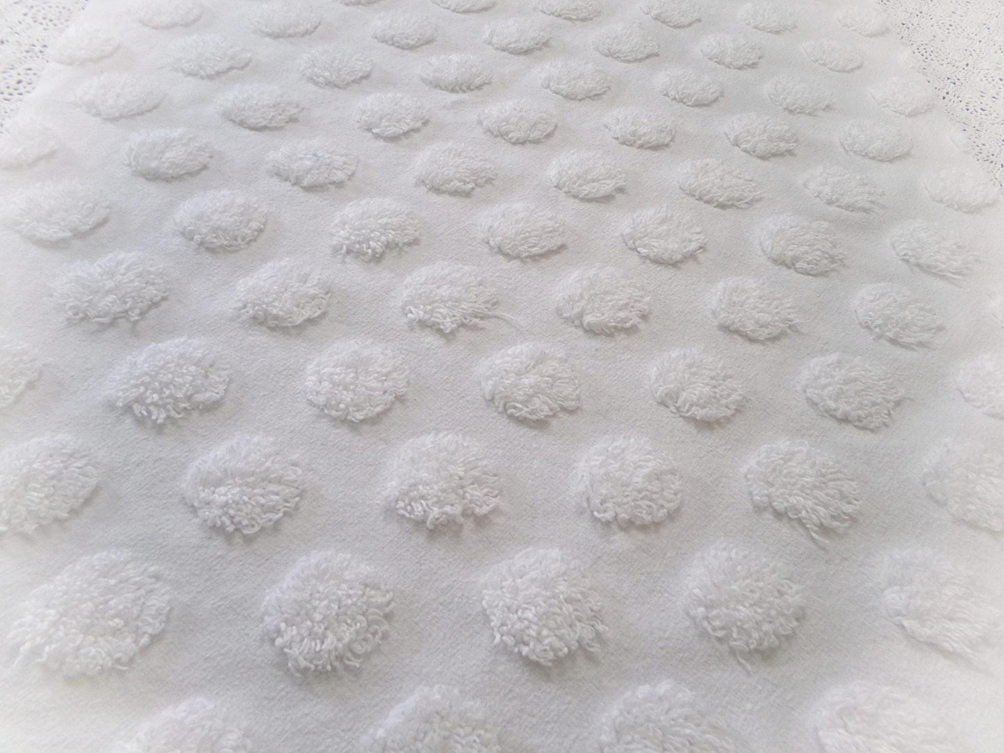 Simple Coin Pops Vintage Style Chenille Fabric Big White Dots 18x24" Quilt Material