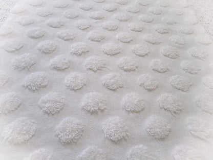 Simple Coin Pops Vintage Style Chenille Fabric Big White Dots 18x24" Quilt Material