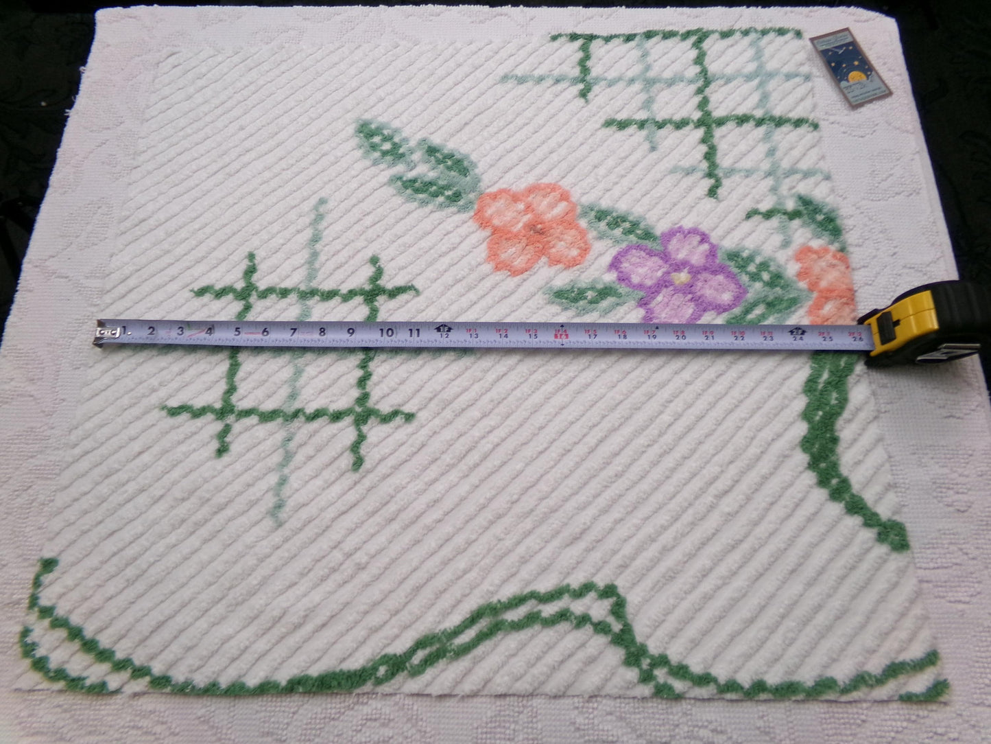 Unusual Floral Vintage Chenille Fabric, Geometric Abstract Sewing & Quilt Material 23" x 26" Piece