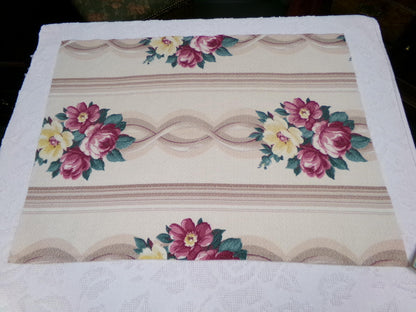 Glencourt Vintage Floral Barkcloth Fabric, Champagne Beige 20" x 26" Deconstructed Curtain Panel