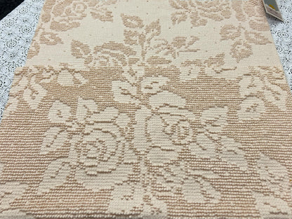 Neutral Vintage Chenille Fabric, Autumn Wheat Cabbage Roses & Dots, 18x28" Piece