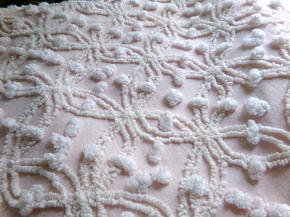 Feather Pink Vintage Chenille Fabric, Needletuft Rings & Overtufted Pops, Quilter's Favorite 18" x 24" Piece