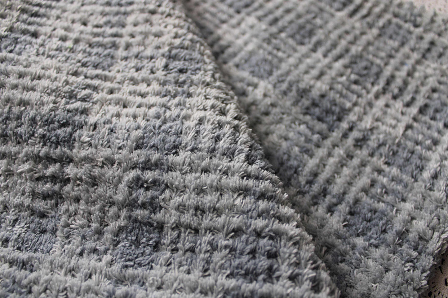Cozy Chenille Fabric in Moody Storm Grey Plaid, Vintage Style 20" x 25" inch Piece, great for quilt fabric, crafts, stuffed toys
