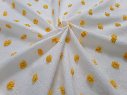 Little Golden Dots Vintage Chenille Fabric, tufted pops lightweight sewing craft quilt material, 18" x 24" piece