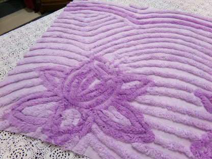 Lush Plush Lavender Vintage Chenille Fabric Piece 18x28" Sewing Material