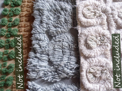 Stardust Blue Vintage Chenille Fabric 22 x 25" Plush Curlicues Quilt Material