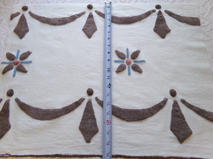 country prim vintage chenille fabric, chocolate swags vintage texturized cotton 18" x 24" cut piece, great for pillows, quilting & crafts