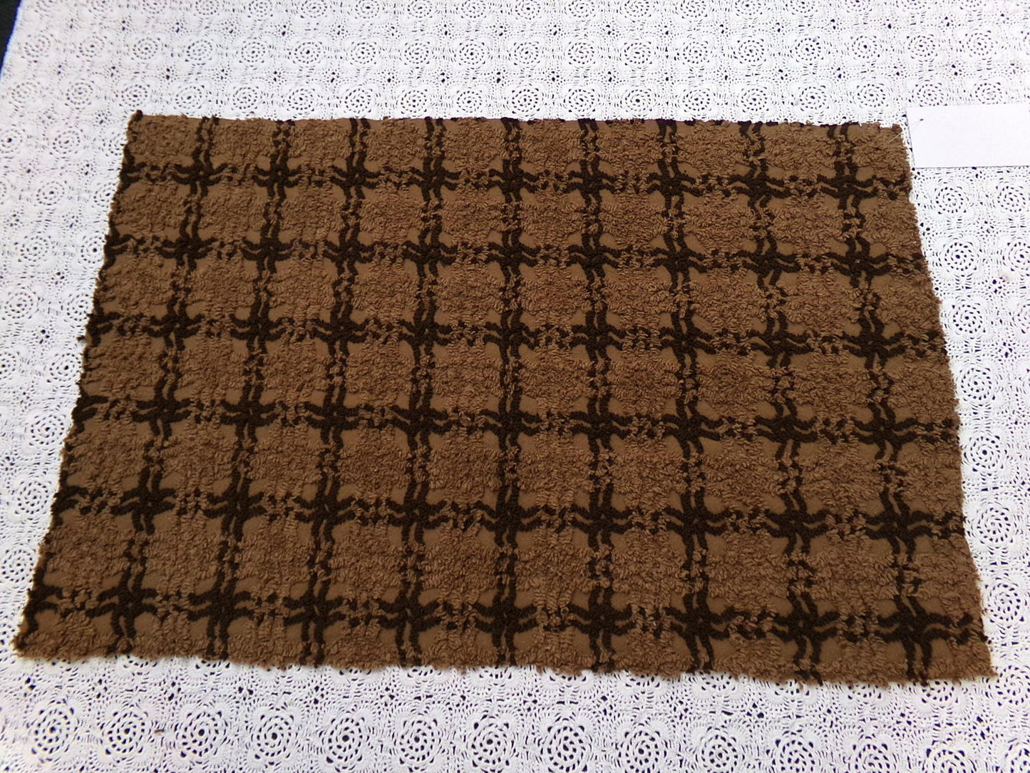 vintage chenille bedspread fabric tonal chocolate cake 14.5x22" piece