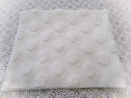 Simple Coin Pops Vintage Style Chenille Fabric Big White Dots 18x24" Quilt Material