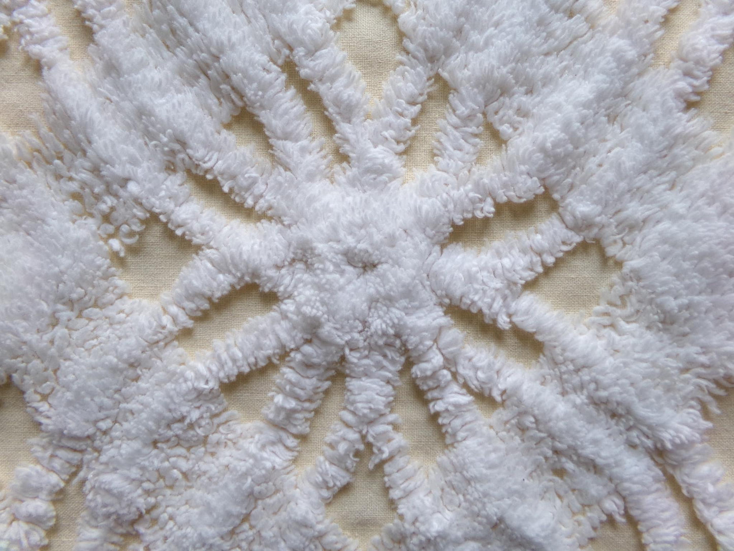 fluffy white & buttercup yellow vintage chenille fabric, sweetest sewing material, 18" x 25" inch piece for pillows, quilts, fiber arts