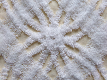 fluffy white & buttercup yellow vintage chenille fabric, sweetest sewing material, 18" x 25" inch piece for pillows, quilts, fiber arts