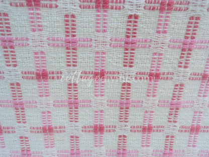 Pink Strawberry Candy Dots Vintage Woven Fabric With Raised Chenille Dot Pattern, 18" x 24" inch Piece, a Bates Design