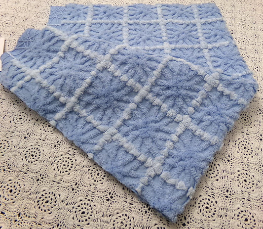 Celestial Blue Vintage Chenille Fabric, Star Tufts, 18x24" Piece