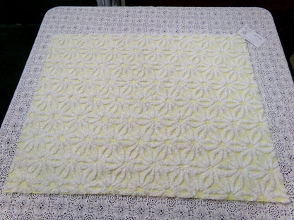 Fluffy Daisy Vintage Chenille Fabric White & Lemony Yellow 18x24"