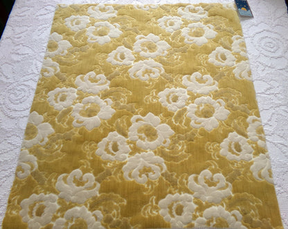Luxury Vintage Cut Velvet Fabric, Boho Golden Rose Bates Chenille, Ideal in Totes & Bags, 20" x 24"