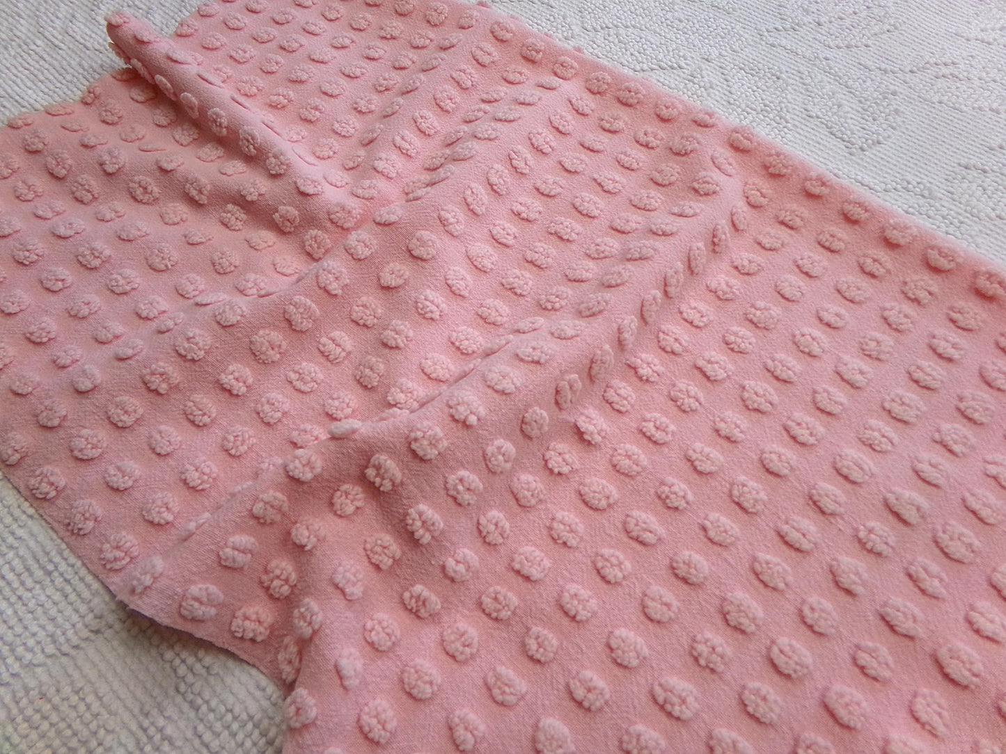 pink vintage chenille fabric w/ nubby texturized pops, 18" x 24" piece