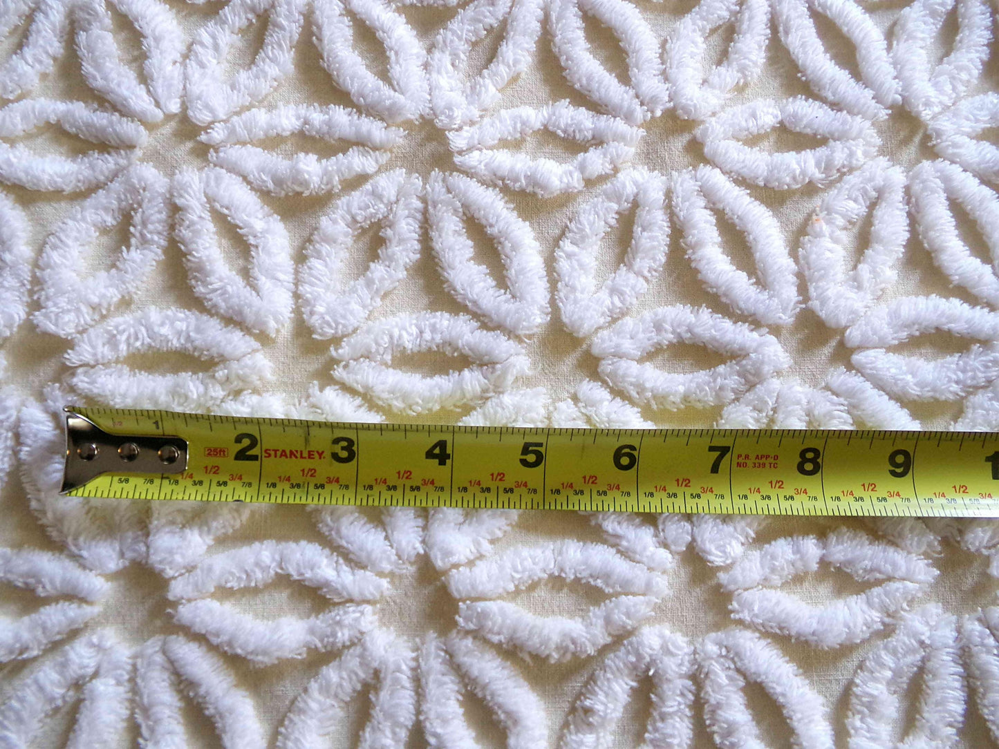Vintage Chenille Fabric Piece, Gentle Golden Yellow & White Daisy, 24" x 20" inches, Pretty in Quilts, Pillows, Doll Blankets