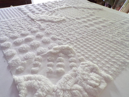 White Chenille Fabric Squares Set, "Let it Snow" 16 Vintage Quilt Blocks, 6" inch