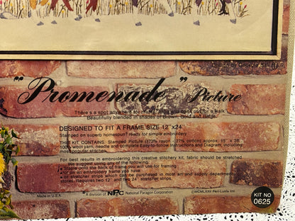 PROMENADE Crewel Stitchery Kit Horse Family Vintage Paragon 0625 Embroidery