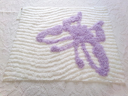 lilac butterfly vintage style chenille fabric, 19" x 15" piece of cotton sewing material, upcycle into pillows, quilts