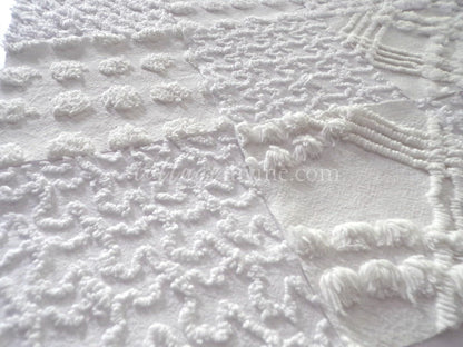 Chenille Quilt Squares Set, "Timeless White," from Vintage Bedspread Fabric, 16 Blocks, 6" inch