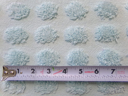 Refreshing Aqua Vintage Style Chenille Bedspread Fabric Coin Dot Pops 18x24"
