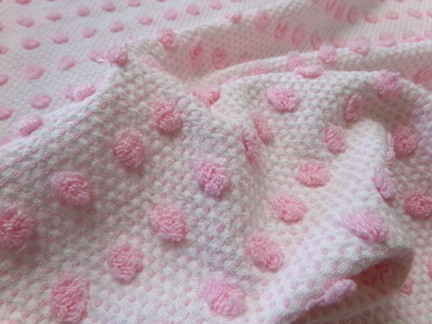 Pink Pops Vintage Chenille Woven Bedspread Fabric 20x19"