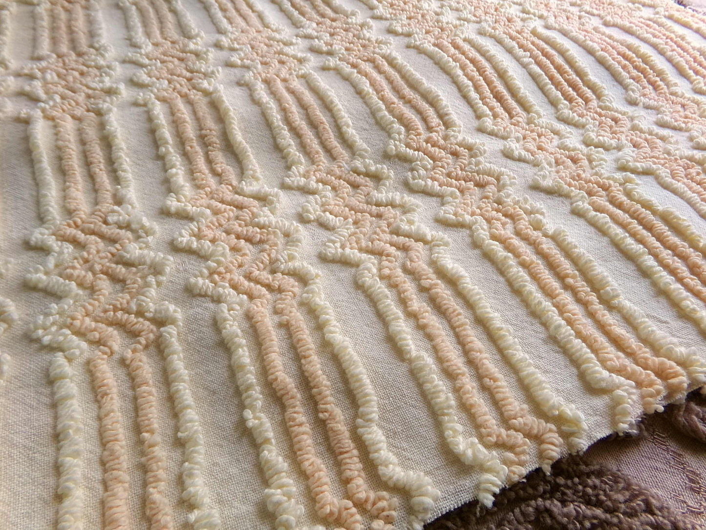 cosmic vintage chenille fabric in fantastic yellow lightning strike pattern, 16" x 27" cut fabric piece w/ needletuft zig zag zaps