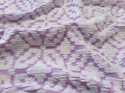 White Lilac Petals Vintage Chenille Bedspread Fabric 20x24"