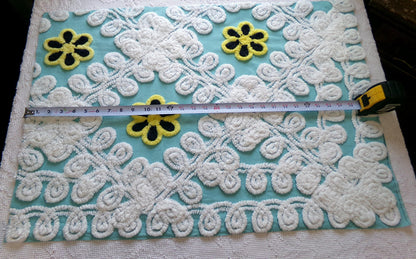 midnight seaspray vintage chenille fabric piece, plush sewing material 20" x 29"