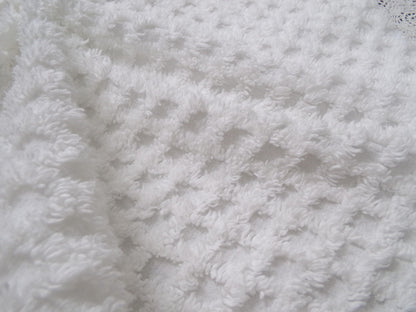 Soft White Vintage Chenille Fabric Diamond Lattice Geometric 18" x 24"