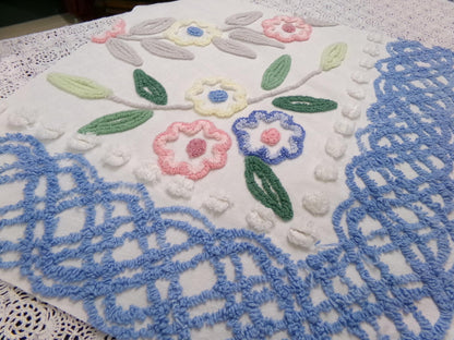 Cottage Florals Vintage Chenille Bedspread Fabric 33x18"