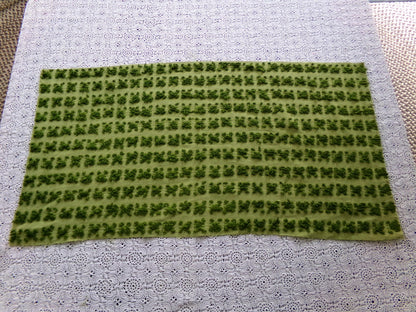 Hippie Chic Vintage Green Rosebud Chenille Fabric, Boho Rose Design