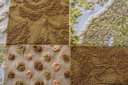 Chenille & Velvet Quilt Squares Set, "Hippie Mama", from Vintage Bedspread Fabric, 16 Blocks, 6" x 6" inches each, Earthtones