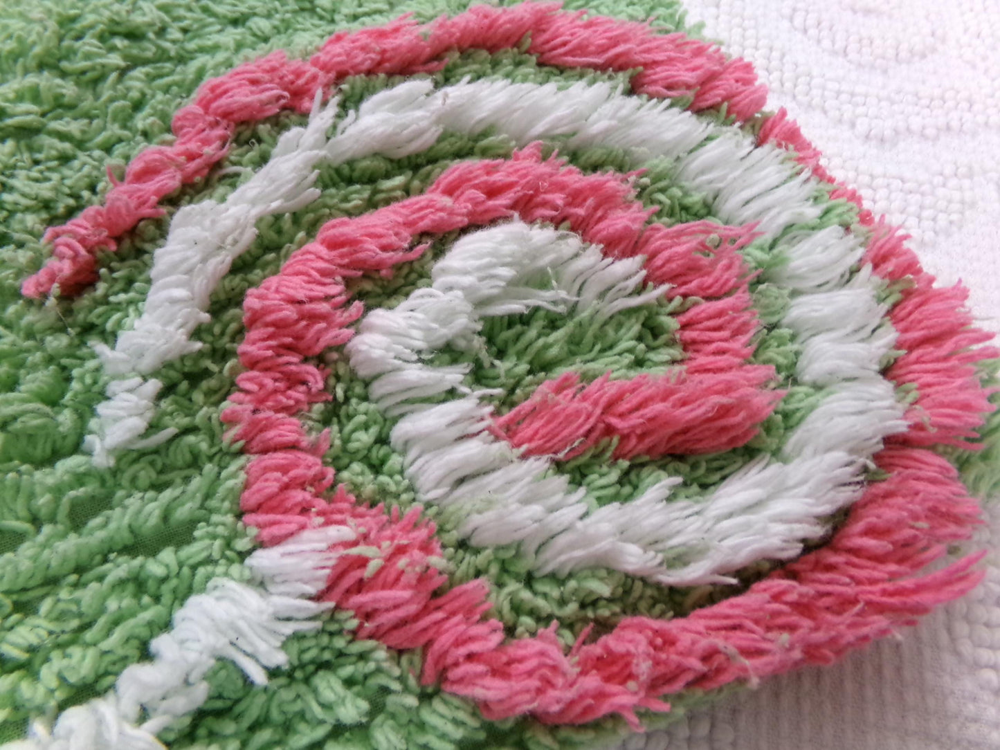 Pink Lollipop Vintage Style Chenille Fabric, terrytuft apple green sewing craft quilt material, 17" x 28" piece