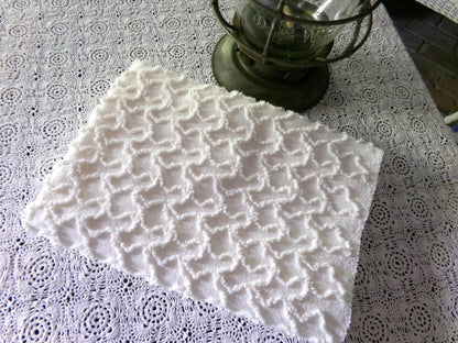 Neutral Cream Vintage Chenille Fabric, Texturized Squiggle Cotton Material, 20" x 25" inch Piece, Neutral Vintage Fabric for Quilts, Pillows