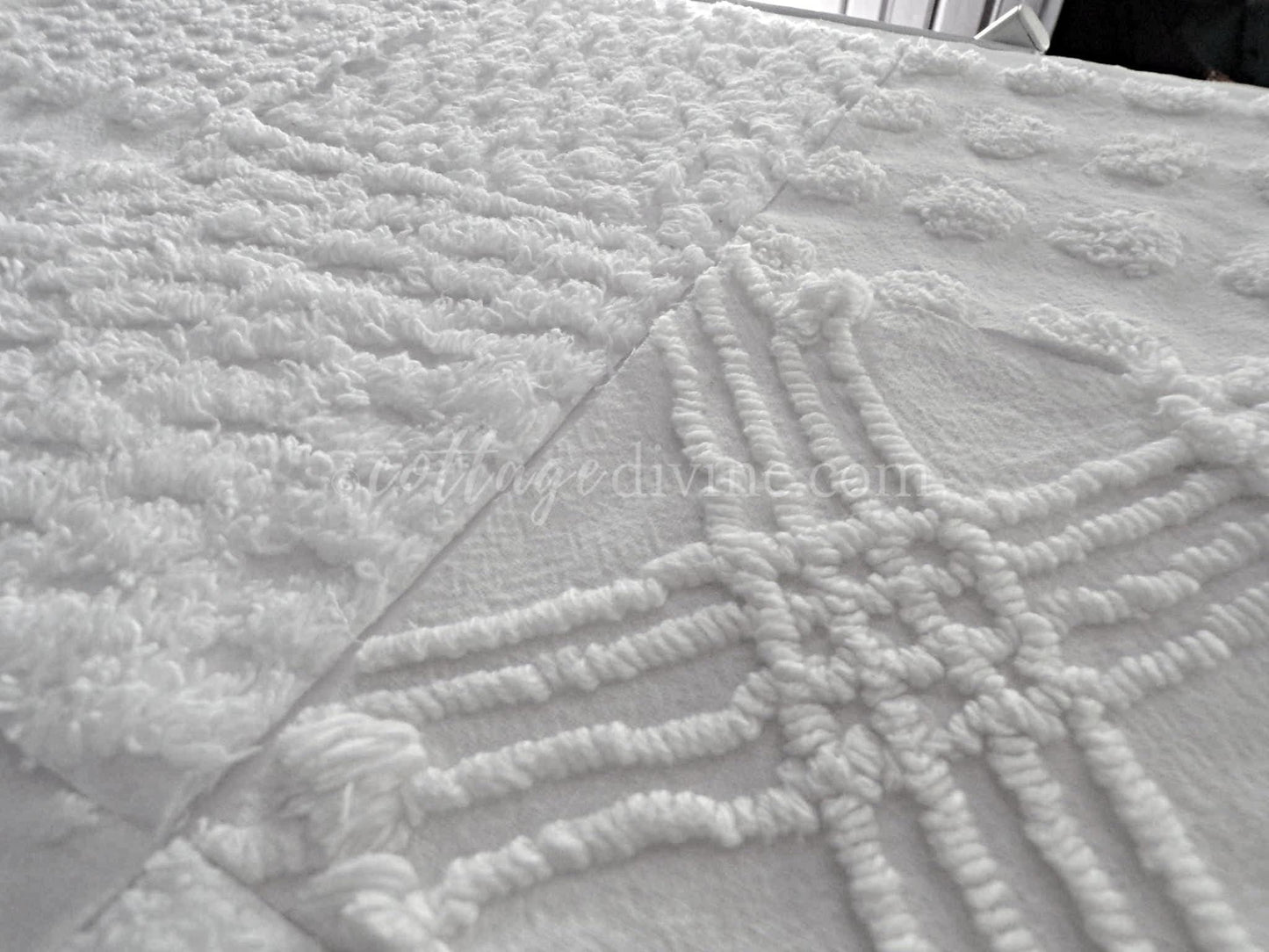 Chenille Quilt Squares Set, "Timeless White," from Vintage Bedspread Fabric, 16 Blocks, 6" inch
