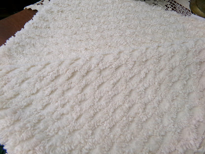 Simple Vanilla Vintage Chenille Fabric, tufted lattice design, sewing craft quilt material, 20" x 24" piece