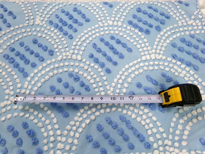 Mermaid Tails Vintage Chenille Bedspread Fabric Blue & White Piece 19x27"