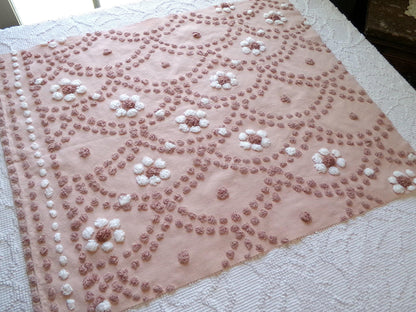 Hippie Daisy Vintage Chenille Fabric, 23" x 20" Cut Piece, 100% Cotton Handmade Sewing Material, Great Boho Design for Quilts & Crafts