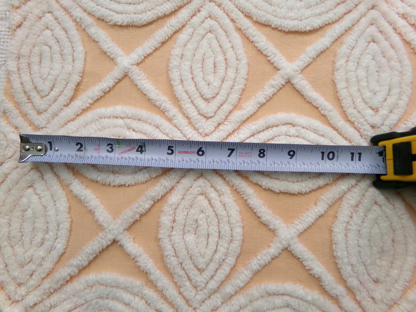 Peach Petals Vintage Chenille Bedspread Fabric, 20" x 24"