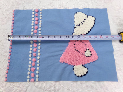 lone little girl vintage chenille bedspread fabric, quilt sewing material, 12" x 17.5"