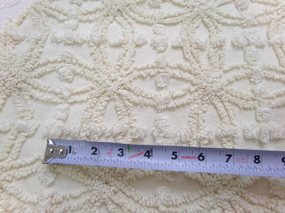 Ivory Elegance Vintage Chenille Fabric - Creamy Neutral Textured Quilt & Craft Material, 20" x 24" Piece