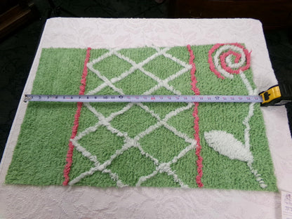 Pink Lollipop Vintage Style Chenille Fabric, terrytuft apple green sewing craft quilt material, 17" x 28" piece