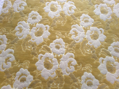 Luxury Vintage Cut Velvet Fabric, Boho Golden Rose Bates Chenille, Ideal in Totes & Bags, 20" x 24"