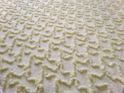 Vintage Yellow Squiggle Chenille Fabric, Gentle Sunny Buttercup 18" x 24" Piece of Sewing & Quilt Material
