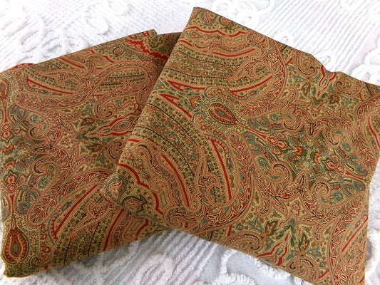 Ralph Lauren Gladwyne Ochre Curtain Panels, Library Chic Luxurious Vintage Window Drapery Pair in Sophisticated Paisley, USA Made